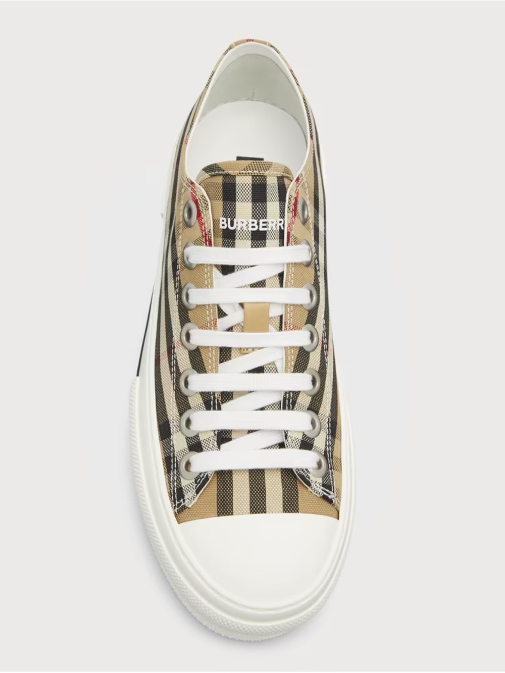 Burberry Beige Plaid Low-Top Sneaker with White Sole - Picture 7 of 8
